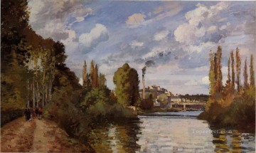 風景 Painting - ポントワーズの川岸 1872年 カミーユ・ピサロの風景